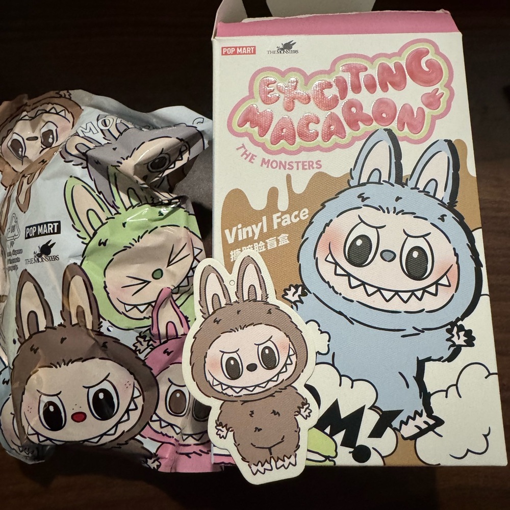 Auth Pop Mart Exciting Macaron Vinyl Face Figure Labubu Pendant Toffee